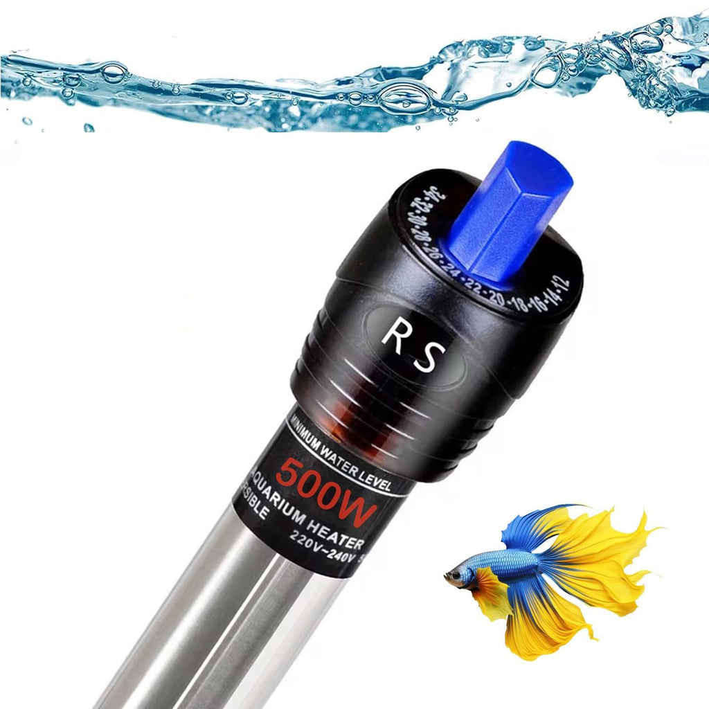 Jainsons Pet Products RS Electricals 500W Aquarium Fish Tank Heater | Break-Proof Stainless Steel Rod | Adjustable 12°C–34°C | Ideal for Tanks up to 6 Feet