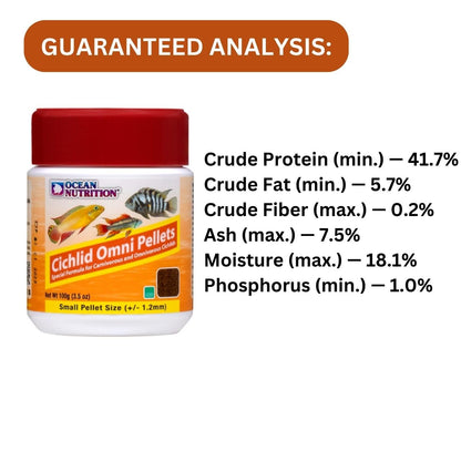 ON+ Cichlid Omni Pellets Fish Food (Original from Tunai Store) | Special Food for Carnivorous and Omnivorous Cichlids (100gms, Small Pellets)