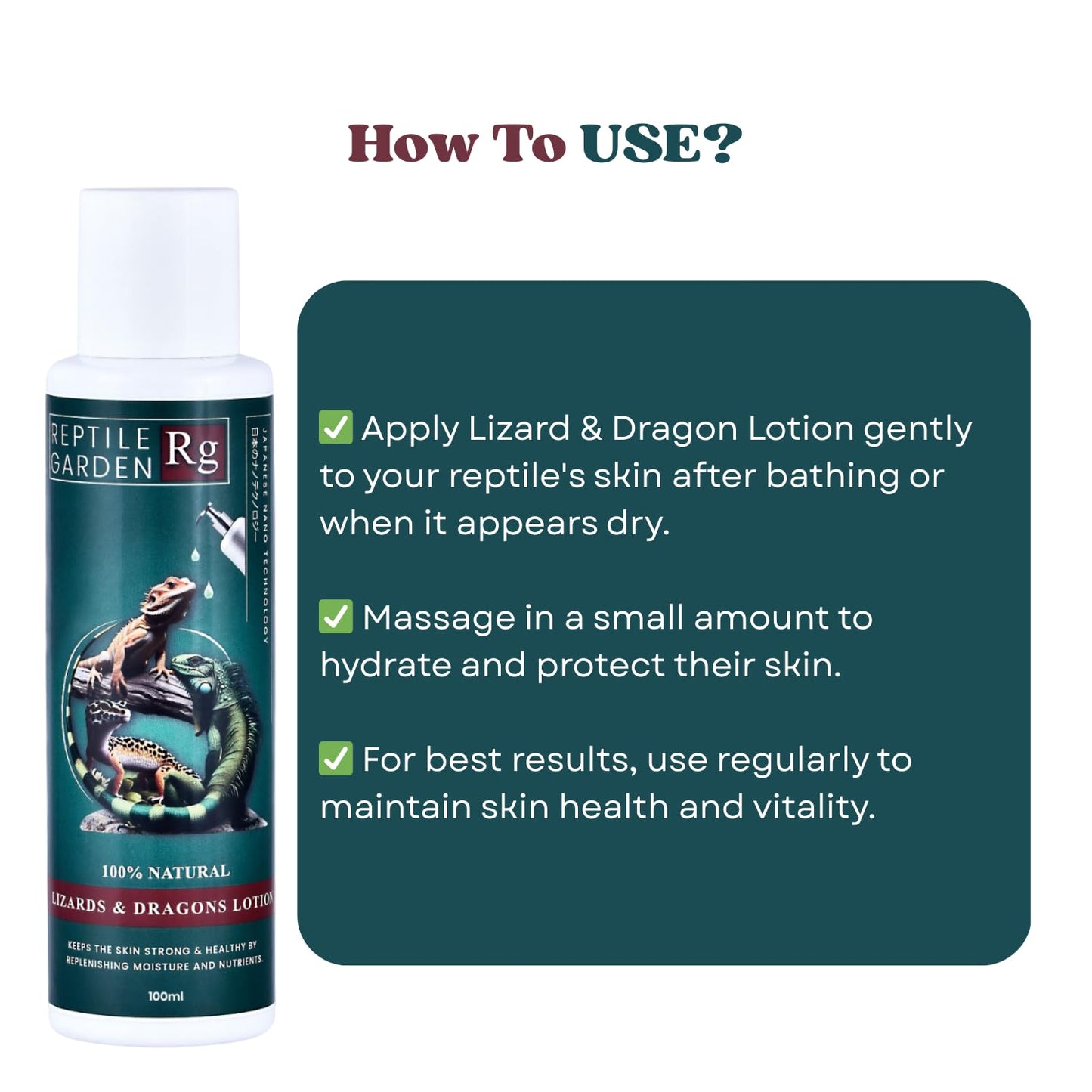 Reptile Garden Lizard & Dragon Lotion | Keep Your Lizard or Dragon’s Skin Soft, Hydrated, and Healthy (100 ml)