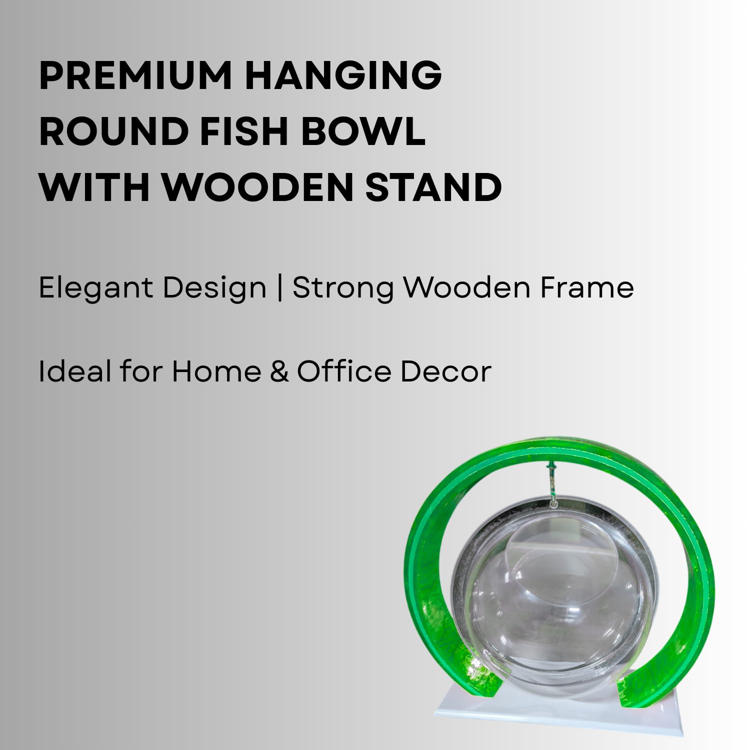 Double Bowl 6-inch Green Round Fish Bowl – Standing & Hanging Decorative Aquarium for Home & Office | 2-in-1 Double Bowl Round Fish Tank