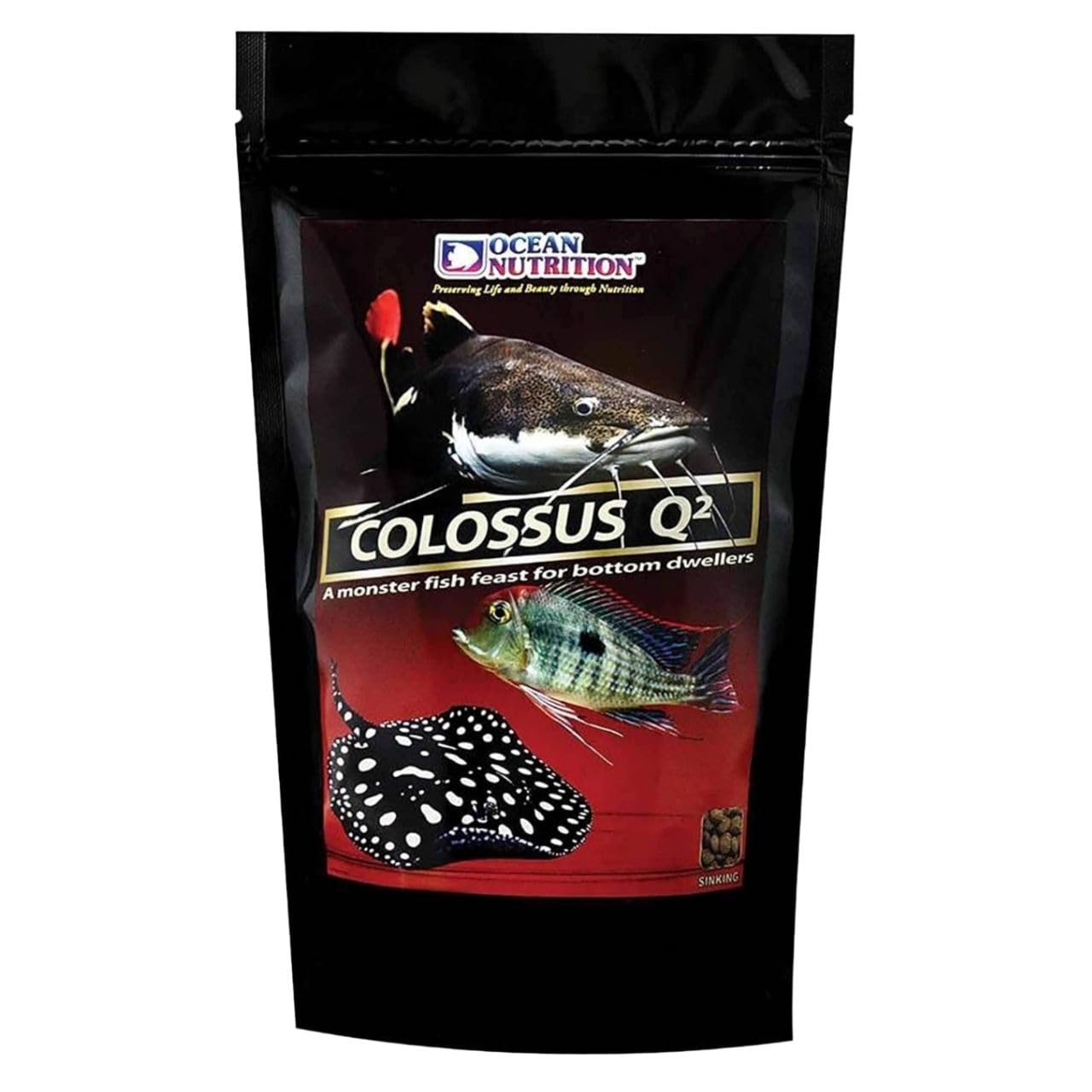 ON+ Colossus Q2 Sinking Protein Sticks Fish Food (Original from Tunai Store) | A Monster Fish Feast for Plecotomus, Cory Cat Fish, Loaches, Freshwater Stingrays (500gms, Sinking Pellets)