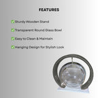 Double Bowl 6-inch Grey Round Fish Bowl – Standing & Hanging Decorative Aquarium for Home & Office | 2-in-1 Double Bowl Round Fish Tank
