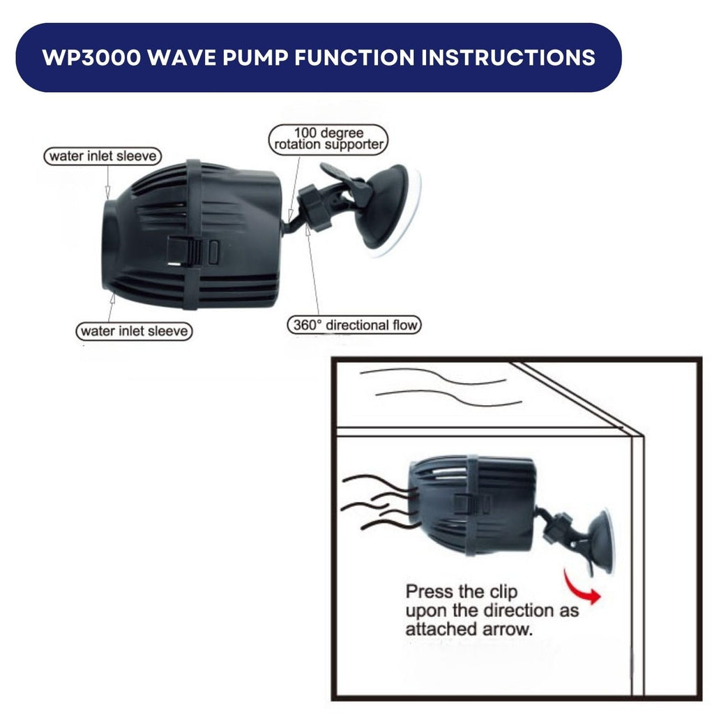 Dophin WP3000 Wave Pump for Aquarium Fish Tank | Output: 5000L/H | Suitable for Tank Size 190-380L | (Original from Tunai Store)