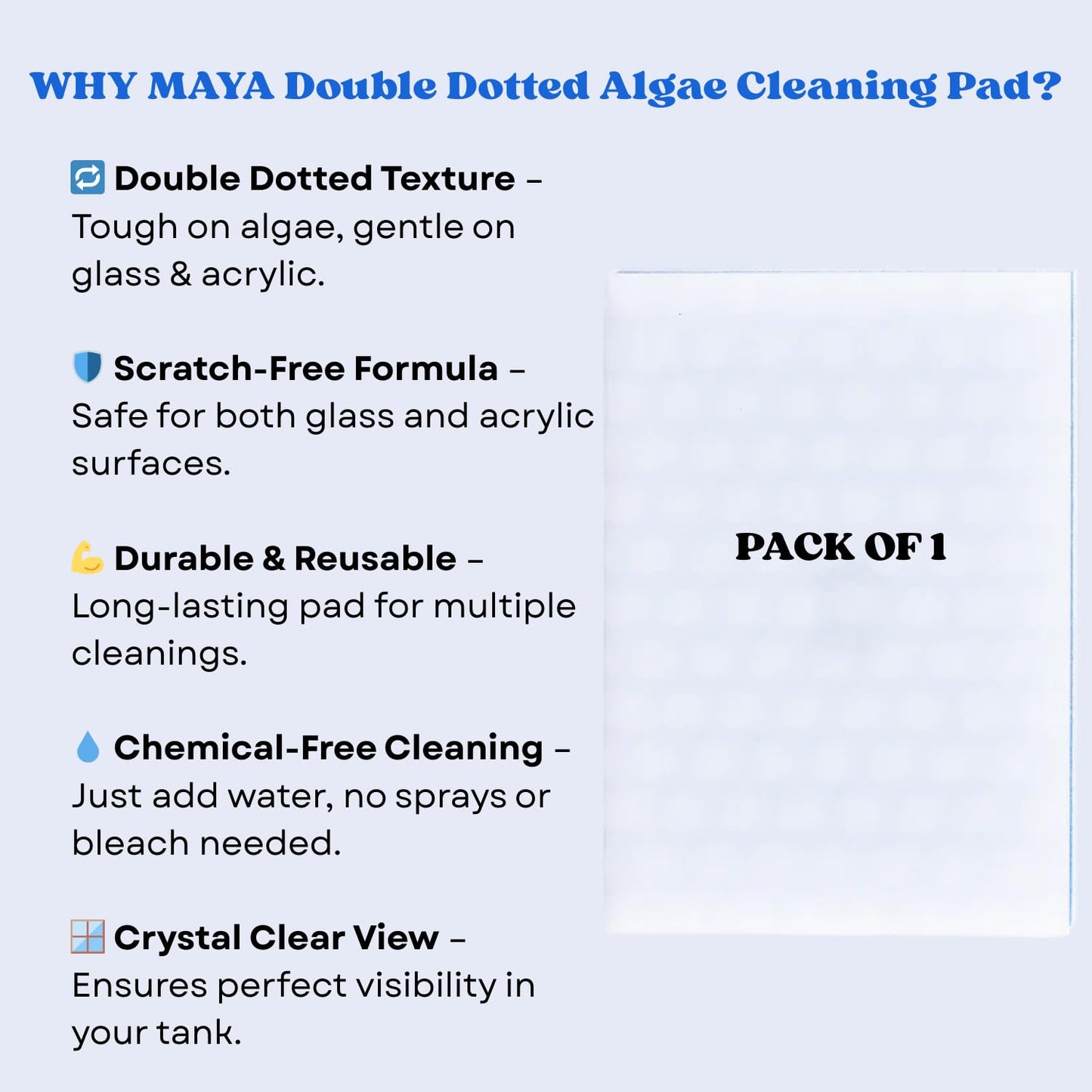 The Scape Right Series MAYA Double Dotted Algae Cleaning Pads | Premium-Grade Aquarium Glass Cleaner (1 Pad)