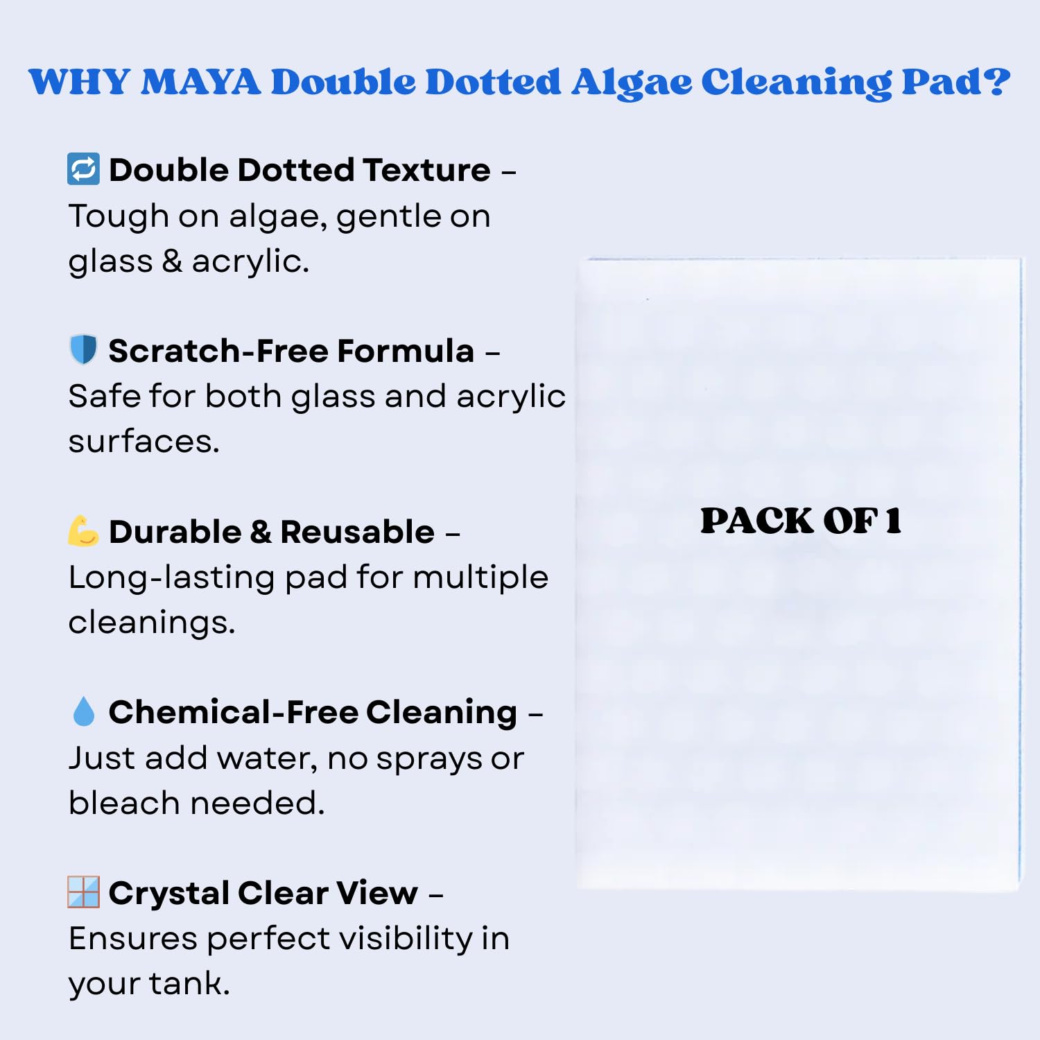 The Scape Right Series MAYA Double Dotted Algae Cleaning Pads | Premium-Grade Aquarium Glass Cleaner (1 Pad)