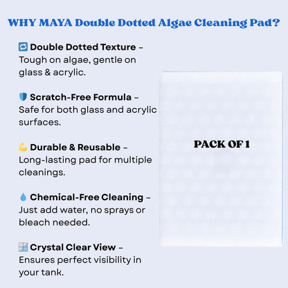 The Scape Right Series MAYA Double Dotted Algae Cleaning Pads | Premium-Grade Aquarium Glass Cleaner (1 Pad)