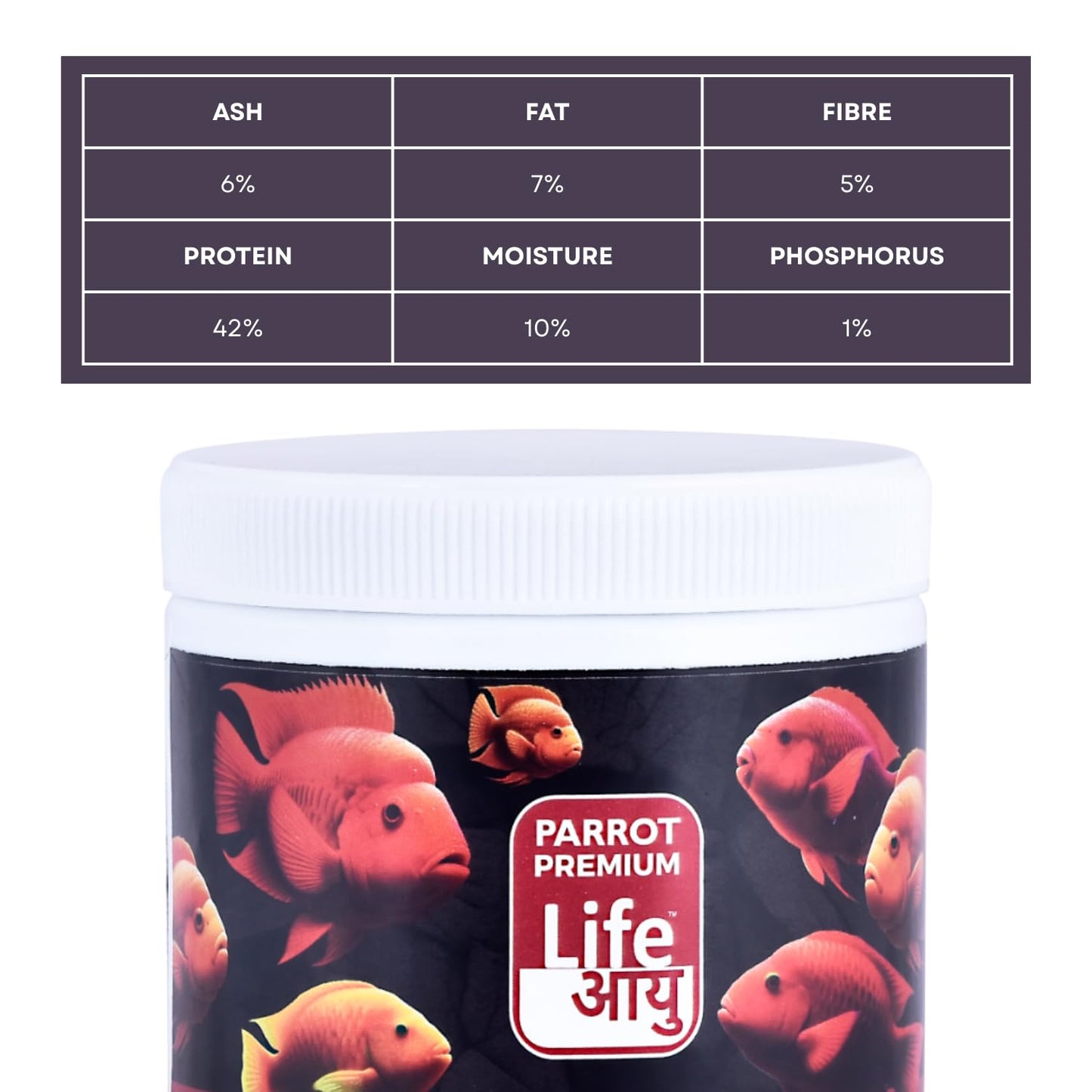 Life AAYU Parrot Premium Fish Food | Color Enhancing & Immunity-Boosting | Natural Pellets with Spirulina & Omega-3 | (200 GMS)