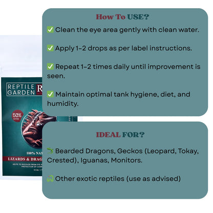 Reptile Garden Lizards & Dragons Eye Drop | Advanced Reptile Eye Infection Relief | 100% Safe & Vet-Recommended (10 ml + 5 ml)