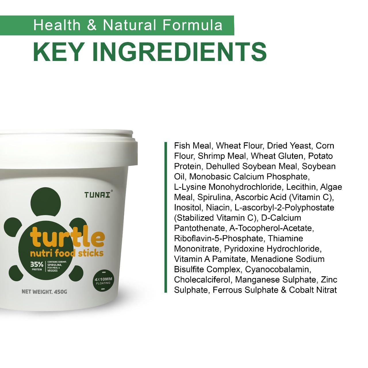 TUNAI Super Saver Adult Turtle Food Spirulina Added Stick for Good Shell Health & Daily Diet |450G| for Red-Eared, Musk, Mud, Cooter Turtle and Land Tortoise