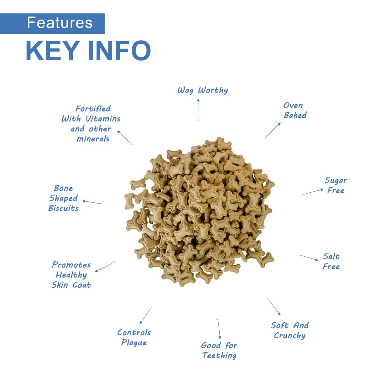 Tunai Super Saver Dog Biscuits | Dog Treats | Dog Food | 1kg Real Chicken Meat Flavoured Bone Shaped Biscuits for Adult Dogs Best Training Treats