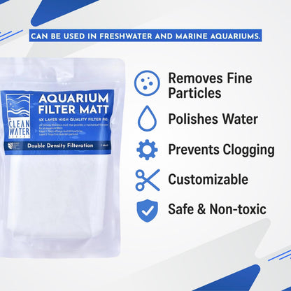 The Clean Water Series Aquarium Filter Matt | 2X Layer Filtration Pad (Food-Grade Nylon Mesh)