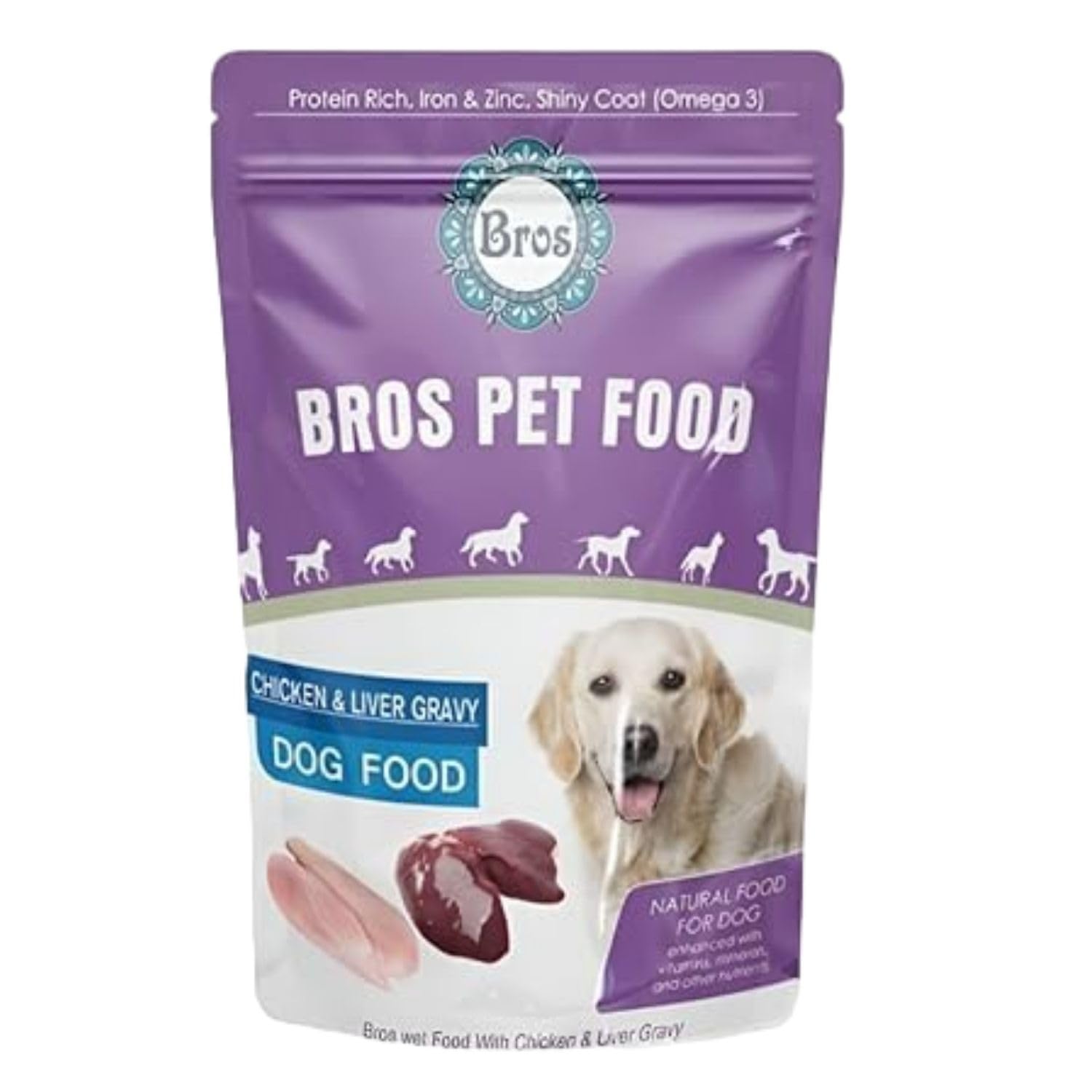 SF+ Bros Pet Dog Food | Pack of 12 | Natural Food for Dogs | Enhanced with Vitamins, Minerals and Other Nutrients (80gms, Chicken and Liver)