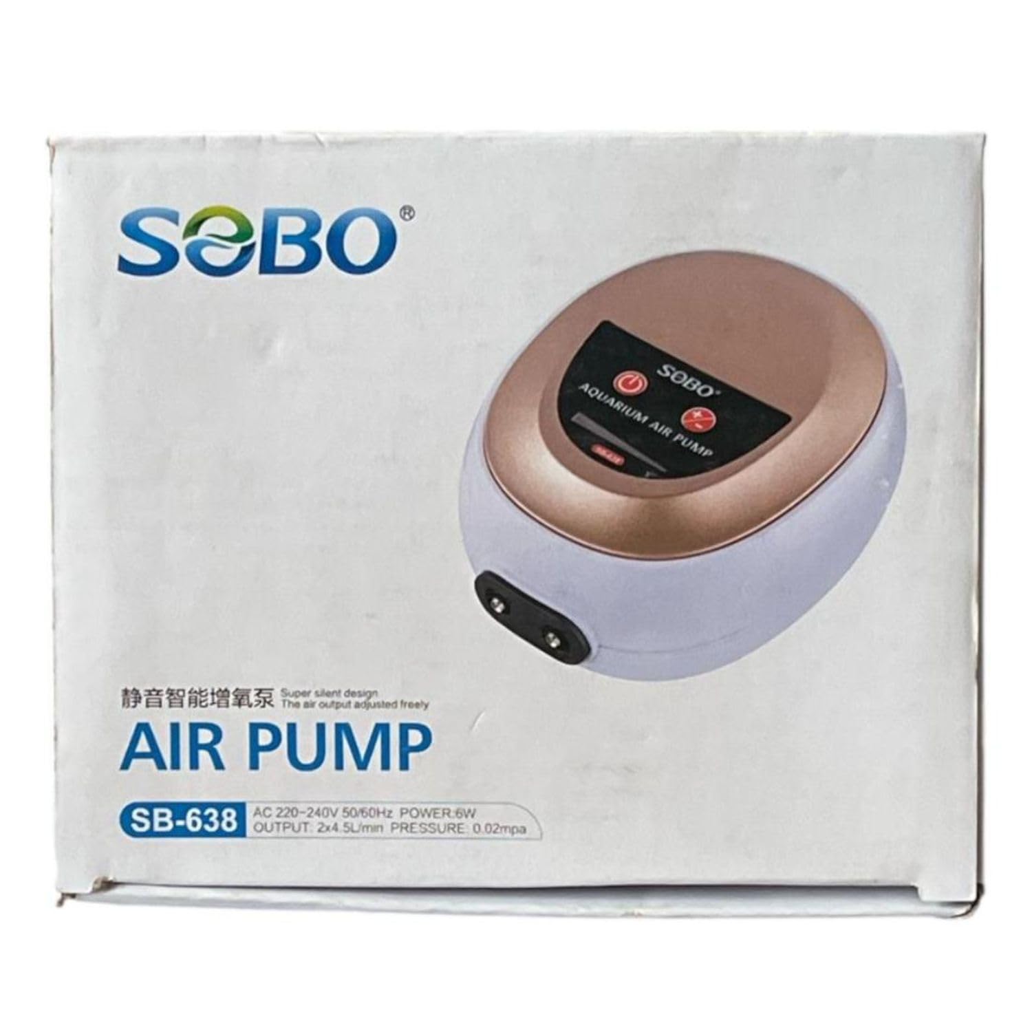 S0B0 SB-618 Air Pump for Aquarium Fish Tank | Adjustable Flow Rate | Dual Outlet | Power: 3W | F.Max: 2 x 3.4L/min | Original from Tunai Store