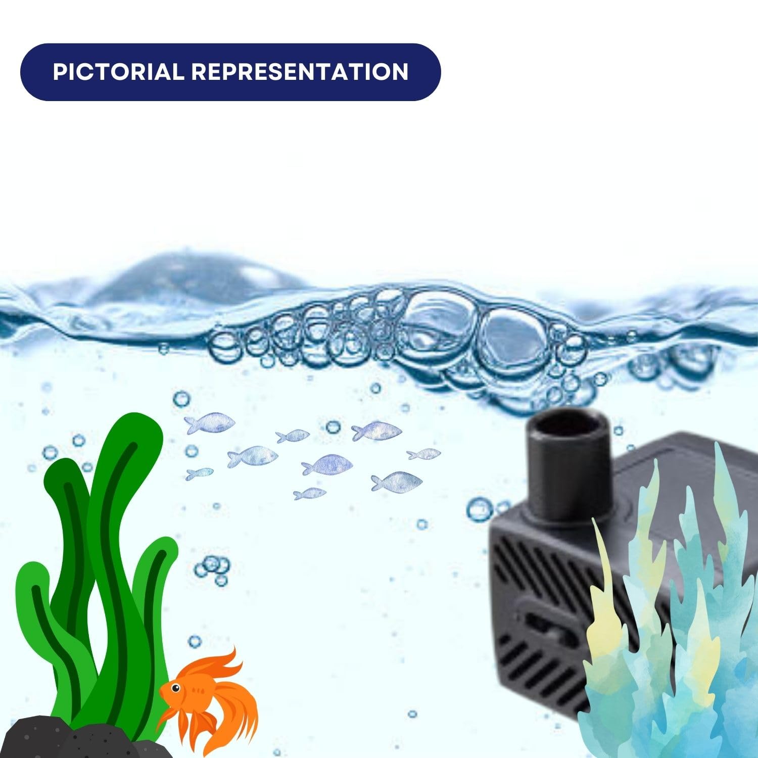 Dophin P200 Submersible Small Pump for Aquarium Fish Tank Fountain | Compact, Reliable and Durable | Output: 300/300L/H | Suitable for Tank Size 60L | (Original from Tunai Store)