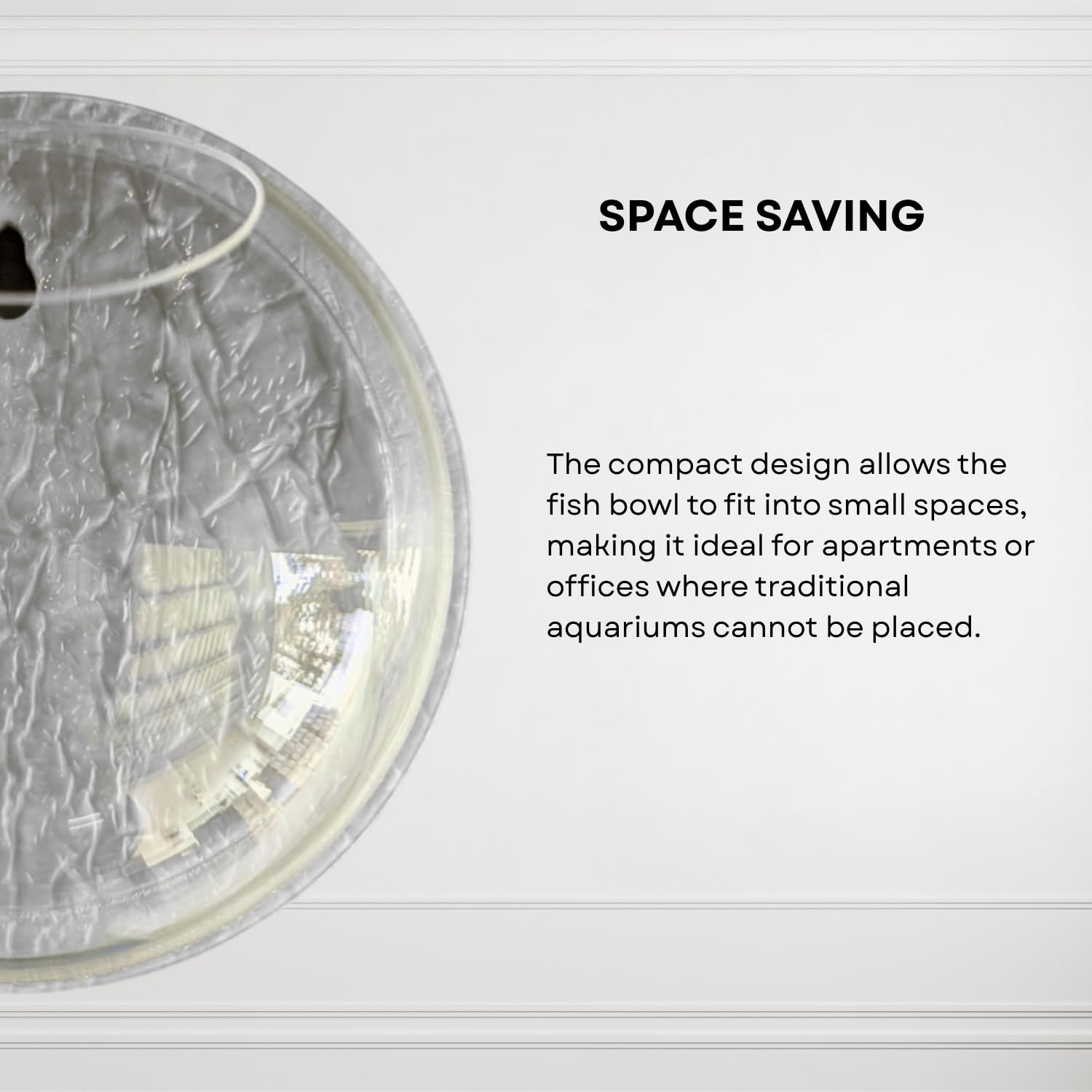 Wall Mount 9-inch White Round Shape Fish Bowl – Without Stand | Modern Aquarium for Home, Office & Café Décor | Space Saving & Compact Design | Elegant Fish Tank & Plant Terrarium