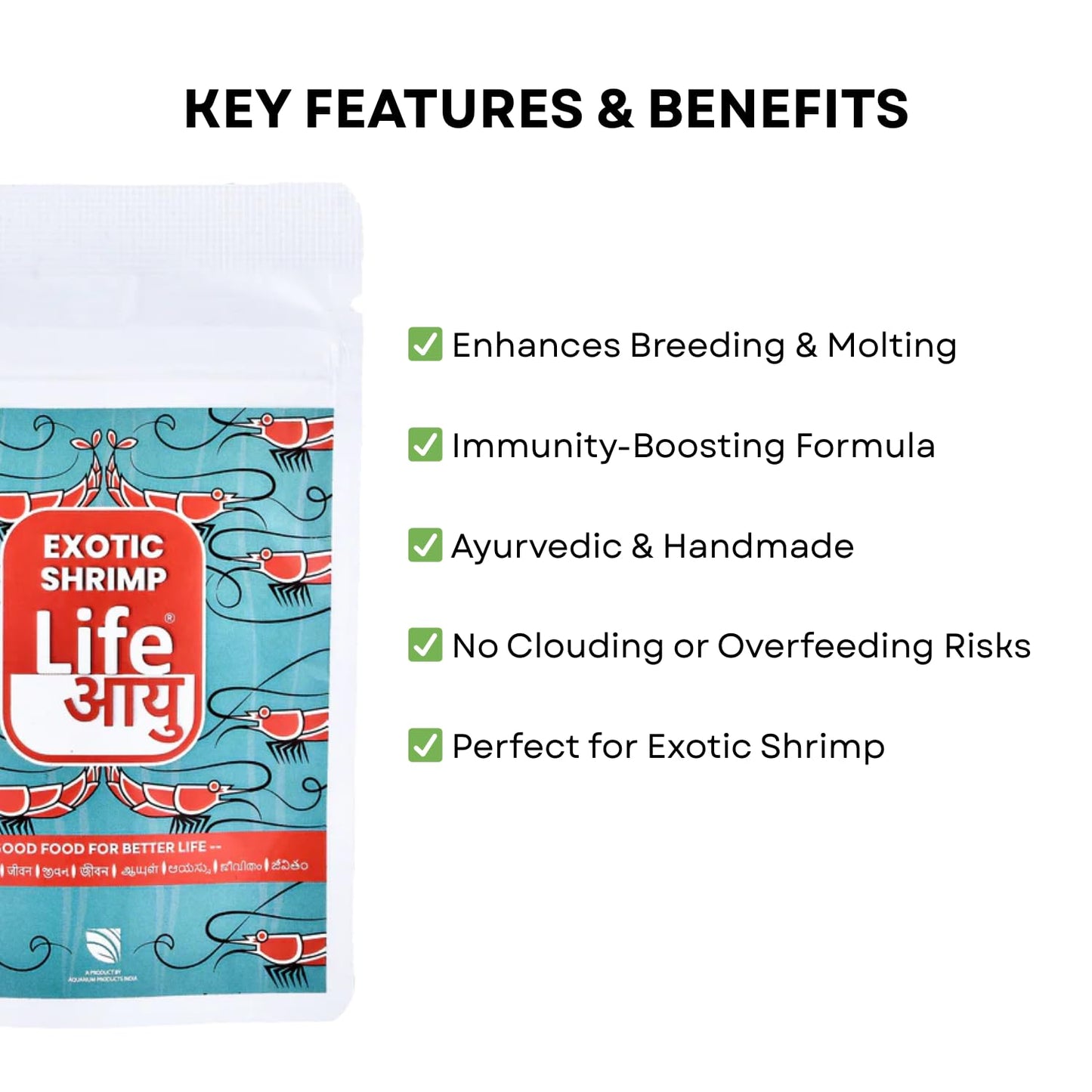 Life AAYU Shrimp Exotic Food | Ayurvedic Handmade Feed for Crystal Red & Caridina Shrimp | Boosts Breeding, Molting & Immunity | (15 GMS, Exotic)
