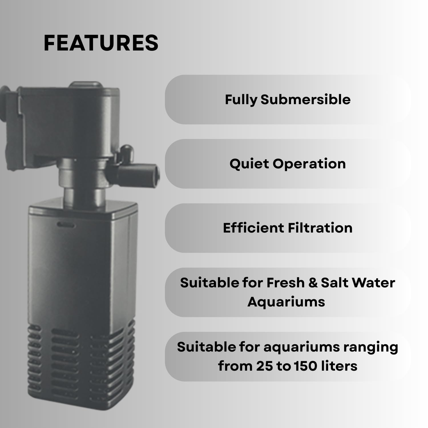S0B0 WP-950F Internal Filter for Aquarium Fish Tank | Completely Submersible | Absorbs Dirt & Clean The Water | for Fresh & Marine Water Tank | Power:6W | F.Max: 500L/H | Original from Tunai Store