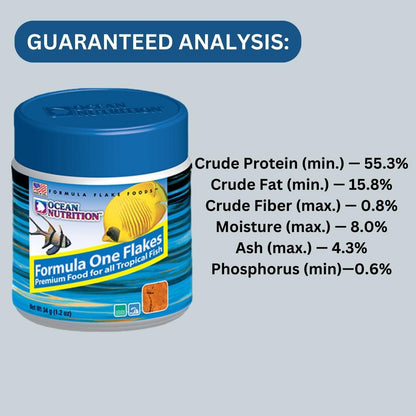ON+ Formula One Flakes Fish Food (Original from Tunai Store) | Premium Flake Food for All Tropical Fish (34gms, Flakes) (34gms)