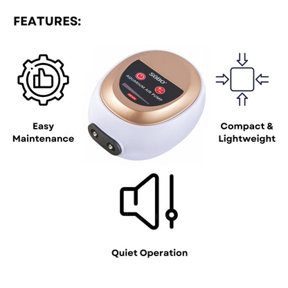 S0B0 SB-628 Air Pump for Aquarium Fish Tank | Adjustable Flow Rate | Dual Outlet | Power: 4.5W | F.Max: 2 x 3.5L/min | Original from Tunai Store