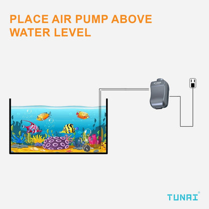 TUNAI AT-A6500 Air Pump for Aquarium Fish Tank Air Pump Powered with 4 Watts |3 litres Per Minute, Dual Outlets| Supports for Best Aeration and Oxygen Supply, Must Buy for Crowded Fish Tank