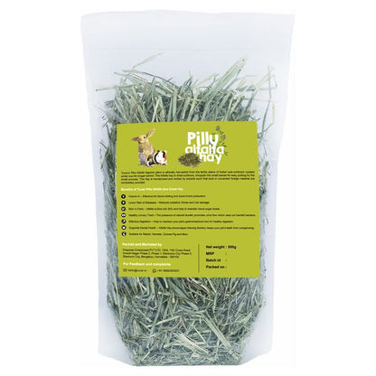 Tunai Pillu Alfalfa Sun Dried Hay for Rabbit, Hamsters, Lactating Guinea Pigs and White Mice (Alfalfa Hay - 500g)