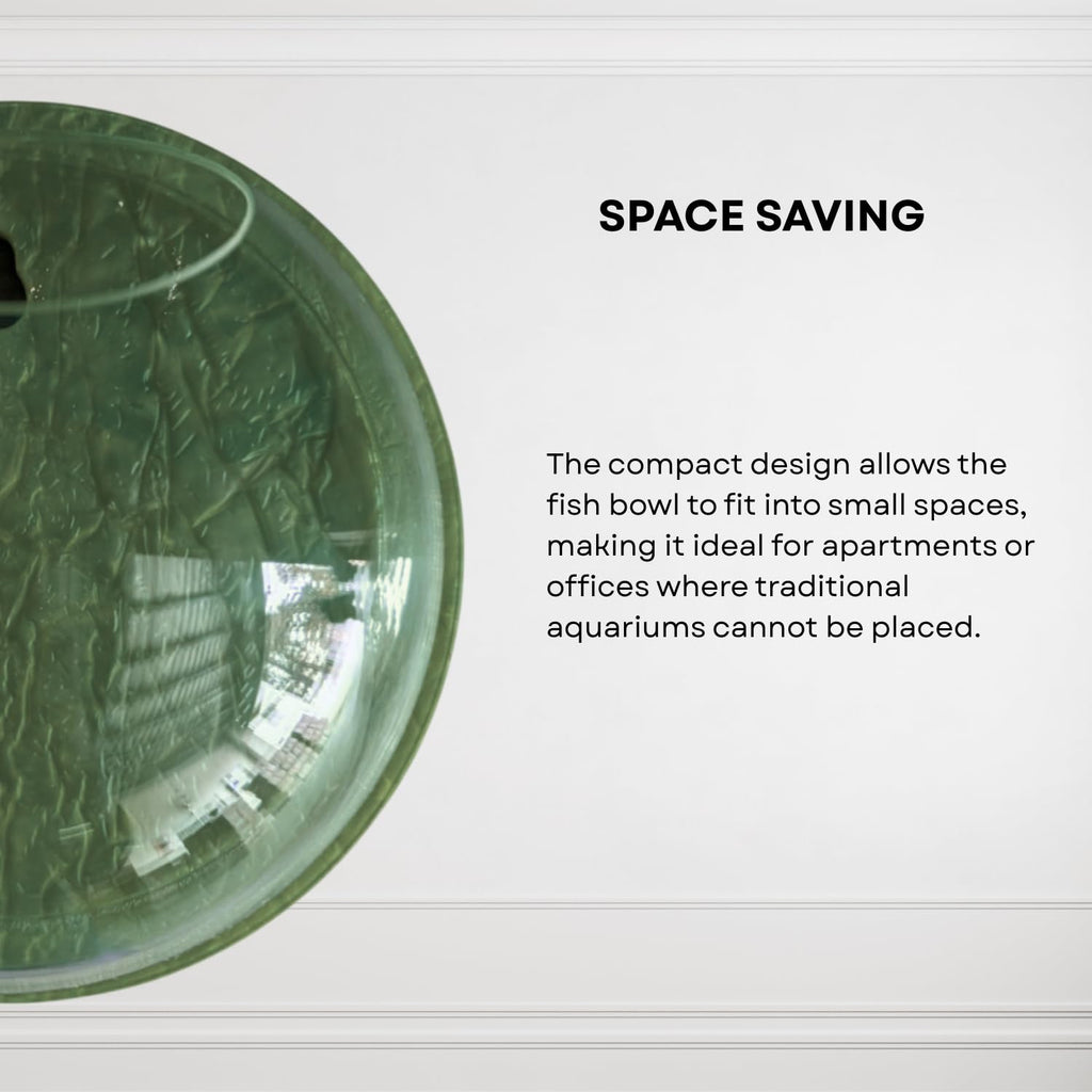 Wall Mount 9-inch Green Round Shape Fish Bowl – Without Stand | Modern Aquarium for Home, Office & Café Décor | Space Saving & Compact Design | Elegant Fish Tank & Plant Terrarium
