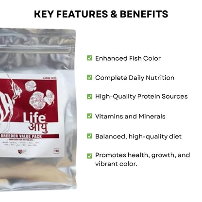 Life AAYU Breeder Value Pack Premium Fish Food | Ideal Choice for Keeping Your Fish Healthy (1 KG, Large Bits)