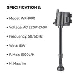 S0B0 WP-1990 Power Head for Aquarium FIsh Tank | Powerful Water Circulation for Strong and Consistent Flow | Ideal for Marine and Fresh Water | Power: 15W | F.Max: 1000L/H | Original from Tunai Store