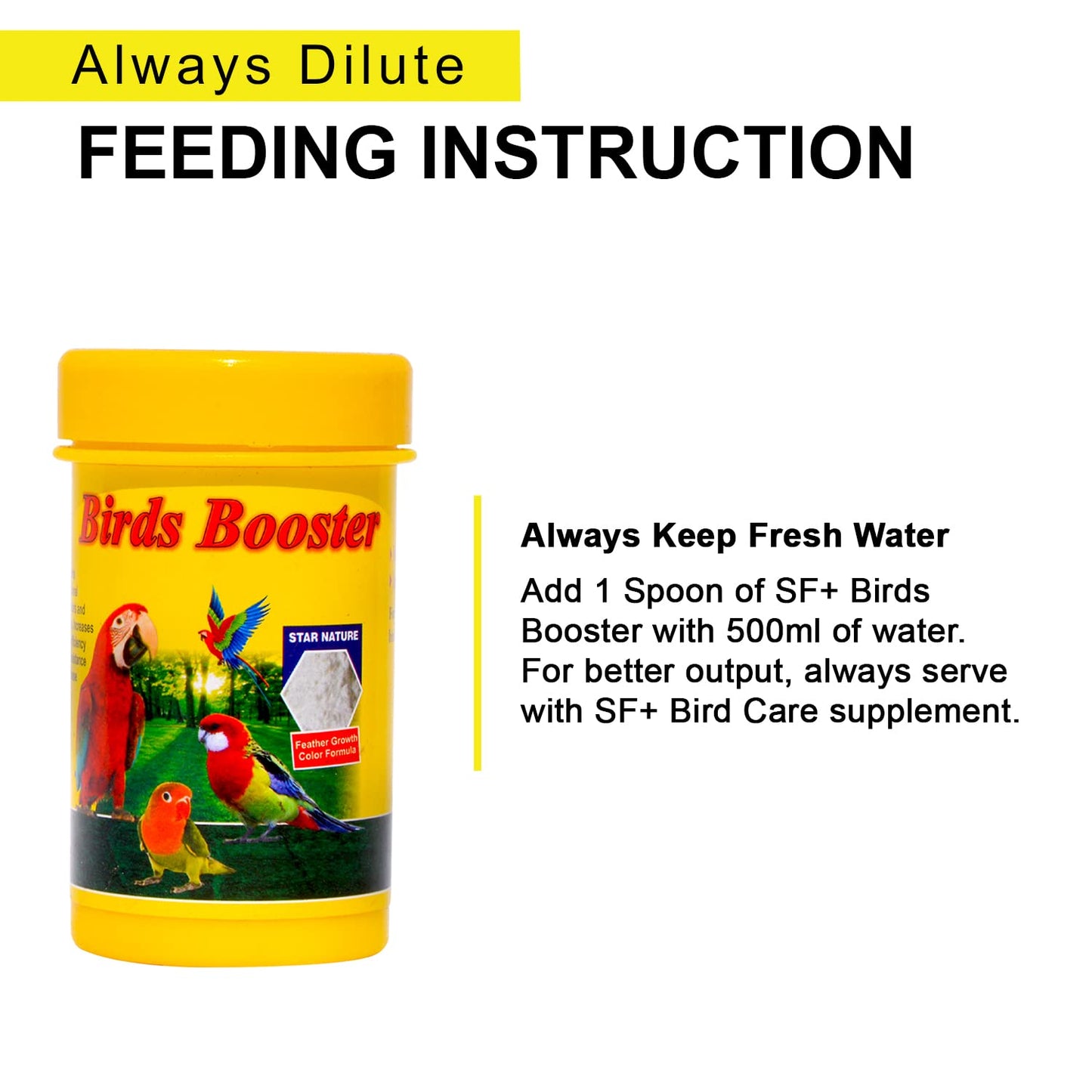 TUNAI SF+ Bird Booster for All Birds |50 G| Healthy Supplement Fortified with Vitamins for Energy,Growth,Production of Haemoglobin for Love Birds,Cockteils,Finches,Conures,Parrots,Macaws,Senegals