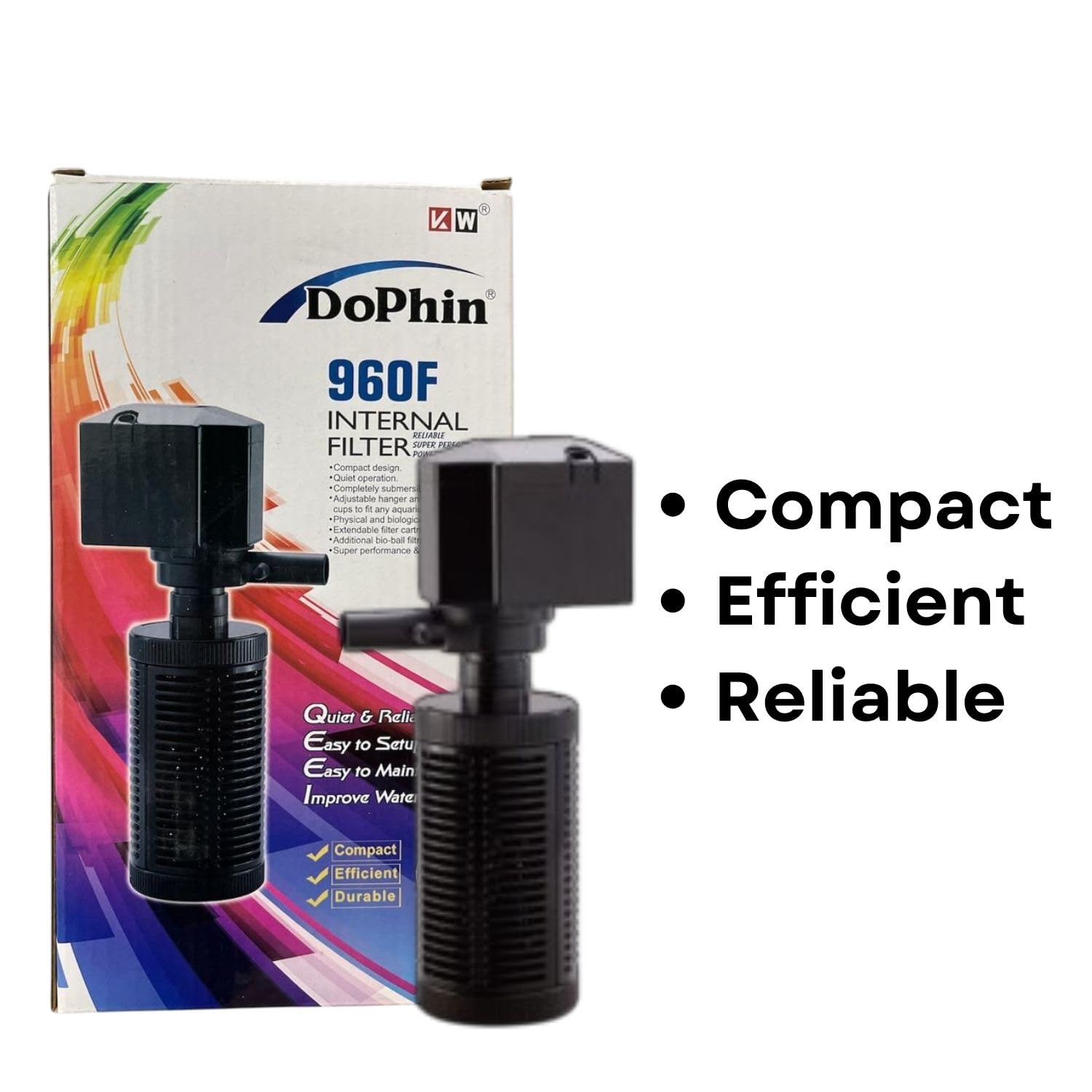 Dophin 960F Internal Filter for Aquarium Fish Tank | Completely Submersible Motor | Output: 900/1030 L/H | Suitable for Fish Tank Size 180L | (Original from Tunai Store)