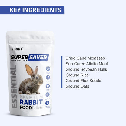 Tunai Super Saver Rabbit Food Silver Pack | 1.5Kg | Medium Pellets - Has DHA Omega 3&6 for Better Skin Coat, and Easy Digestion