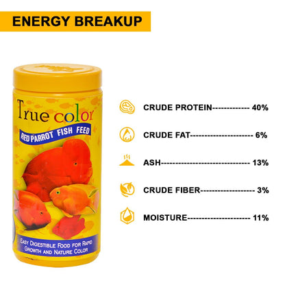 SF+ True Color Fish Food for Red Parrot | 100g | Fish Feed with 4MM Pellets and 40% Protein