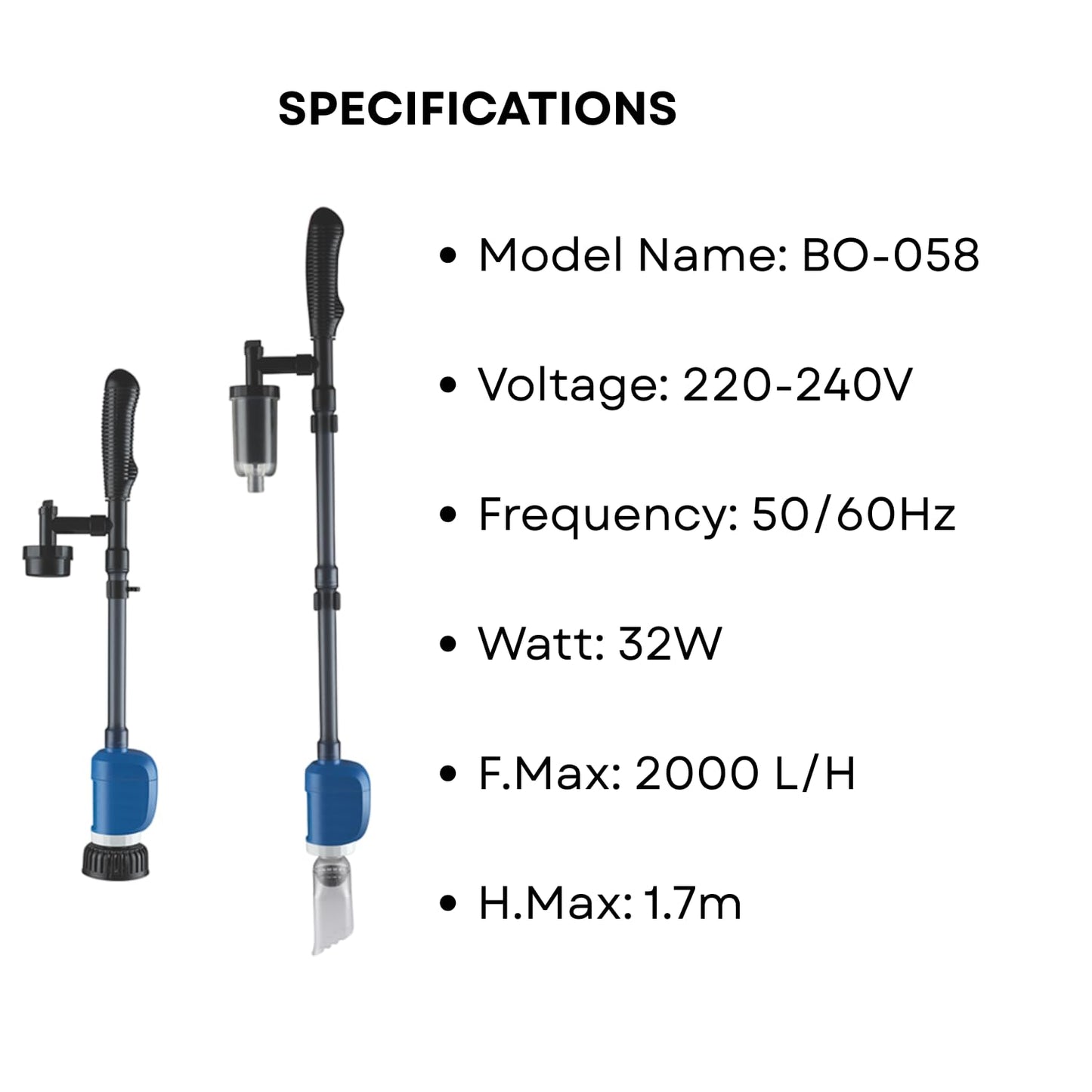 S0B0 BO-058 Multifunction Clean Pump for Aquarium Fish Tank | Change Water | Gravel Cleaner| Fish Waste Remover | Suitable for Various Size Aquariums | (Original from Tunai Store)