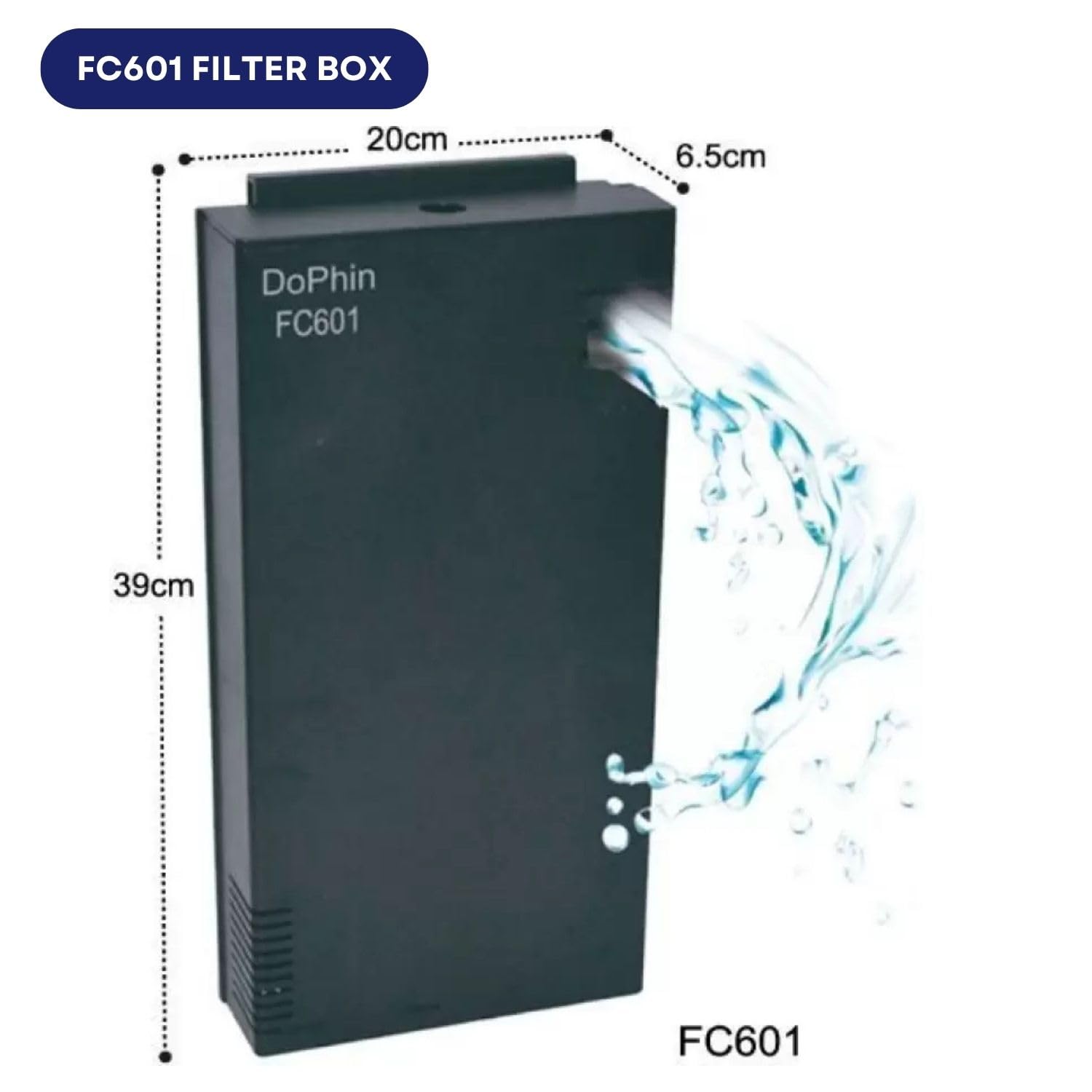 TUNAI Dophin FC-601 Internal Filter Box for Aquarium Fish Tank | Suitable for Both Fresh and Marine Water | Output: 670L/H | Suitable for Tank Size 130L