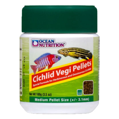 ON+ Cichlid Vegi Pellets Fish Food (Original from Tunai Store) | Special Formula for Herbivorous and Omnivorous Cichlids (100gms, Medium Pellets)