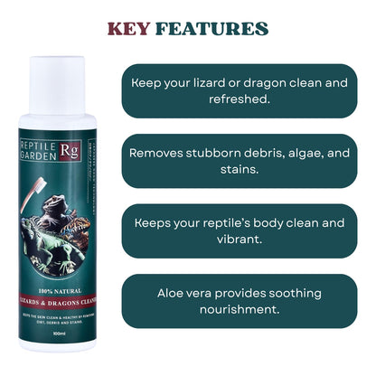 Reptile Garden Lizard & Dragon Cleaner | Removes Stubborn Debris, Algae, and Stains from Your Reptile's Body (100 ml)