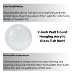 9-inch Wall Mount Hanging Acrylic Aquarium Fish Tank | Suitable for Small Fish & Water Plants | Best Fit for Home & Office Spaces