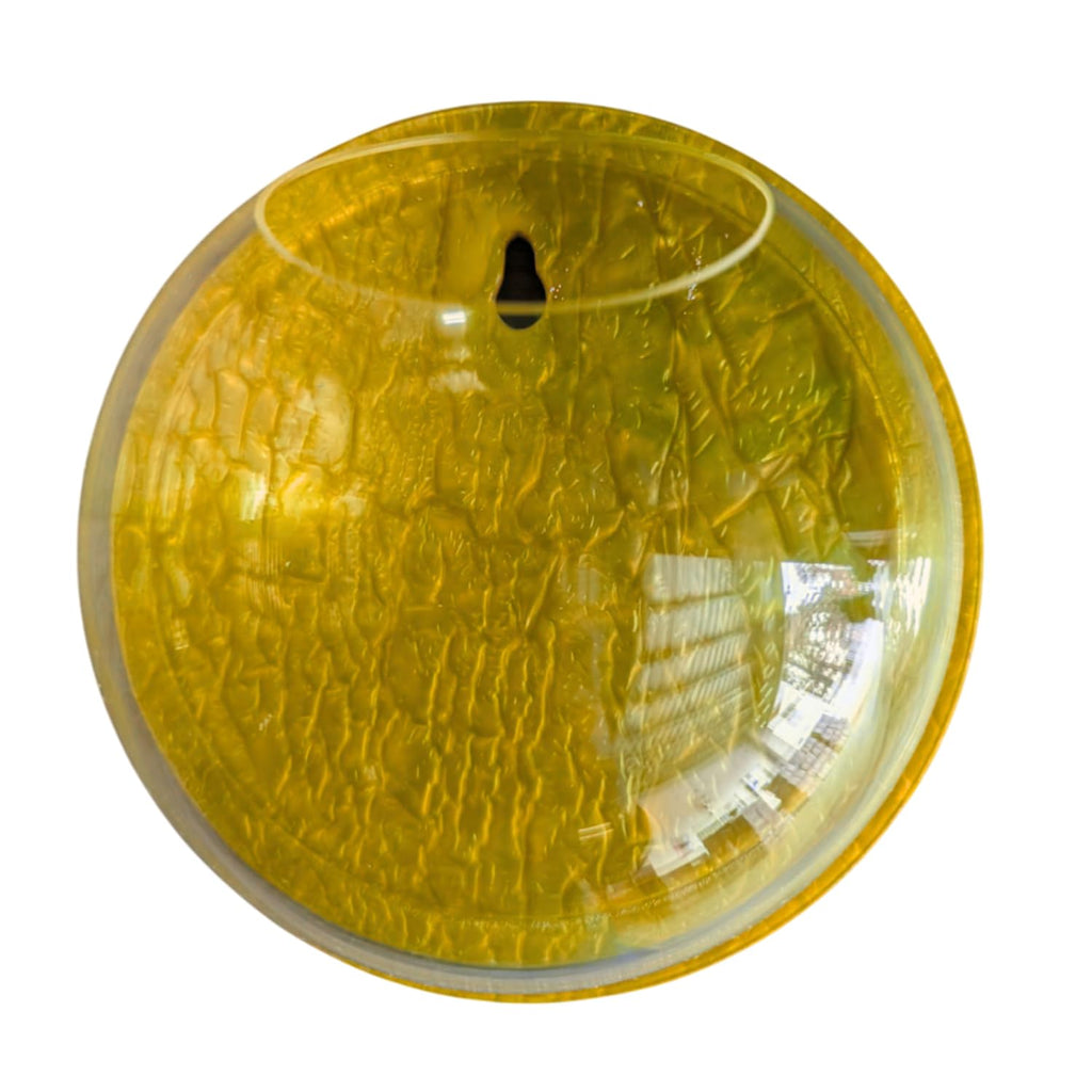 Wall Mount 12-inch Yellow Round Shape Fish Bowl – Without Stand | Modern Aquarium for Home, Office & Café Décor | Space Saving & Compact Design | Elegant Fish Tank & Plant Terrarium