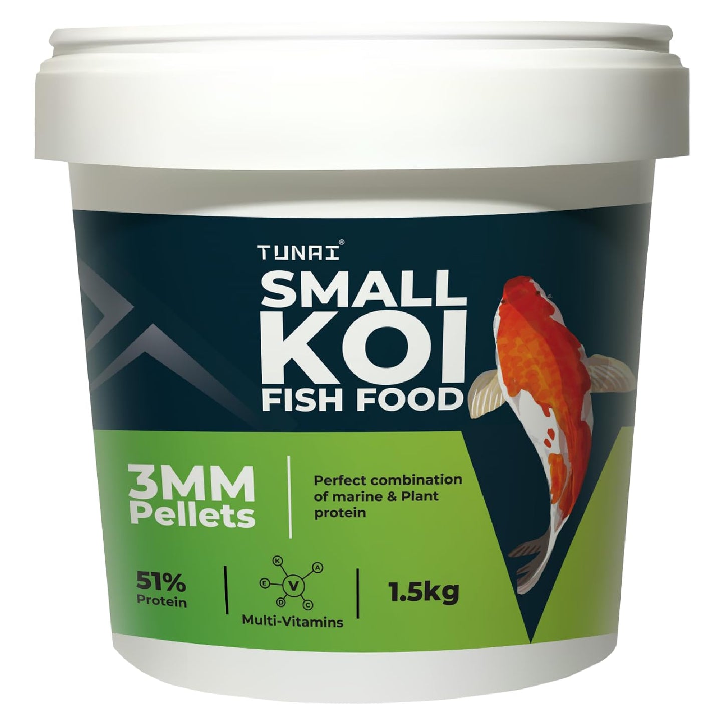 TUNAI Giant Koi Fish Food | 6MM Pellets | 1.5 Kg Bucket | Enriched with 51% Protein |Suitable for All Large Size Adult Koi Pond Fish