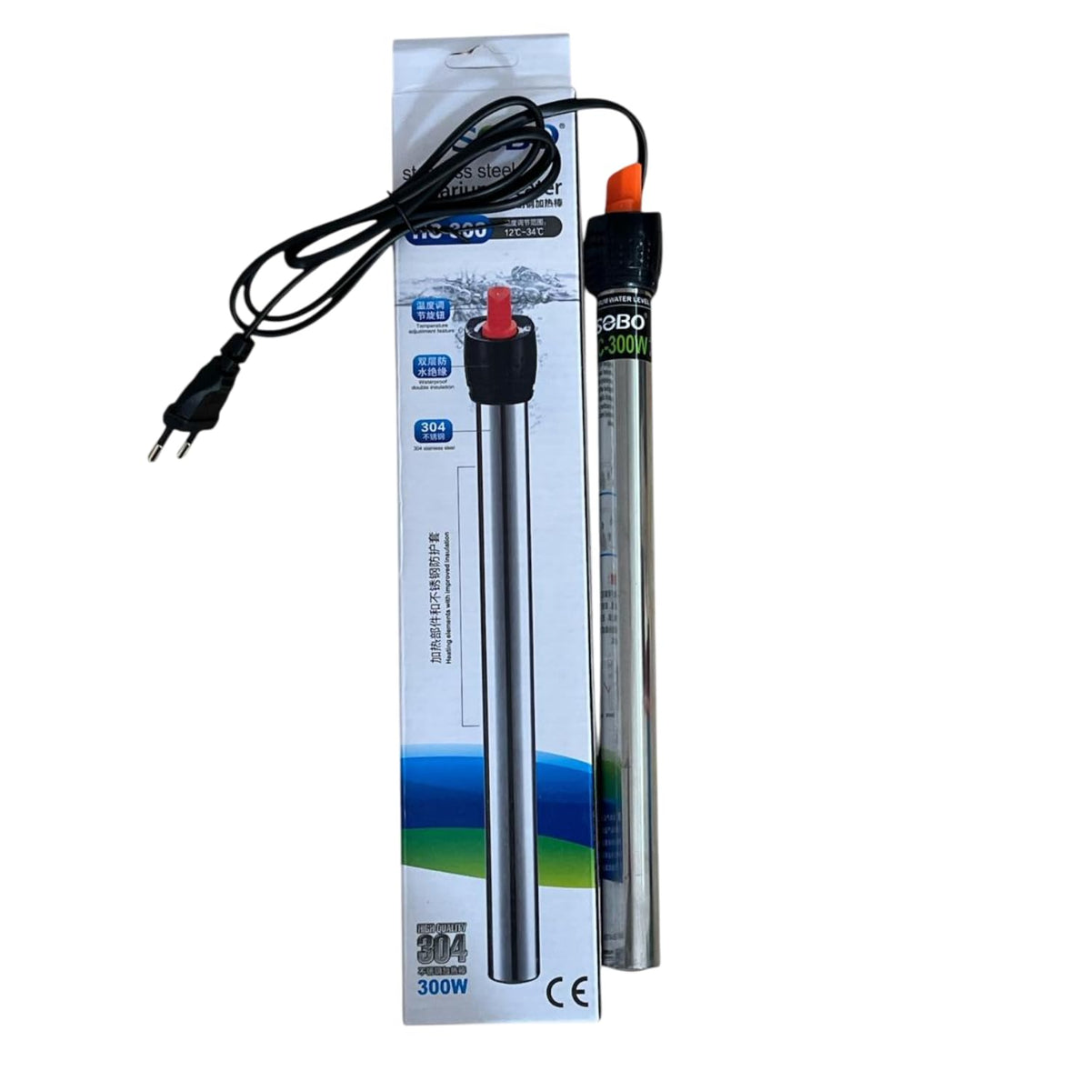 S0B0 HC-100W Stainless Steel Aquarium Heater| Stainless Steel Tube | Corrosion-Resistance | Fully Submersible