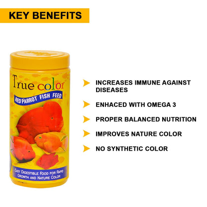 SF+ True Color Fish Food for Red Parrot | 100g | Fish Feed with 4MM Pellets and 40% Protein