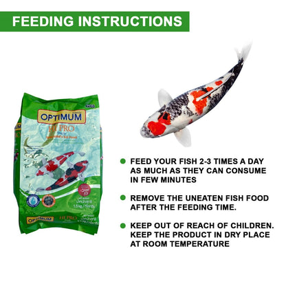 TUNAI Optimum Hi-Pro Staple Specialist'S Fish Food For Koi Pond Fish(Large Pellets)Adult, 1.5Kg(Original Imported, From Tunai Store)