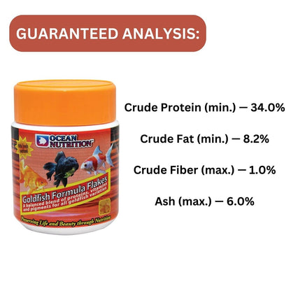 ON+ Goldfish Formula Flakes Fish Food for Gold Fish | 71g |34% Rich Protein Flakes for Gold Fish, Small Koi, Angelfish and Other Carp Varieties (Original Import Fishfood from Tunai Store)
