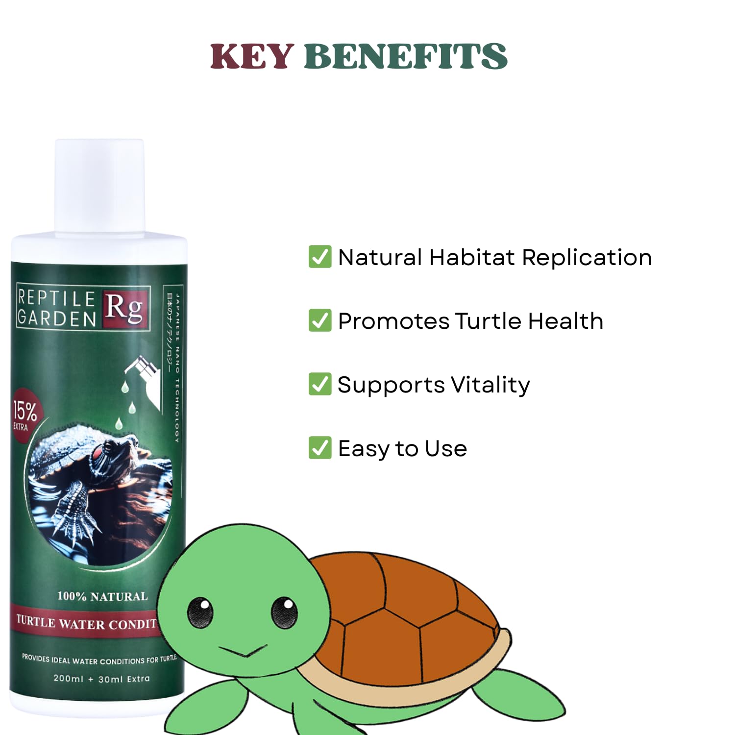 Reptile Garden Turtle Water Conditioner | Ideal Care for Aquatic Turtles | Supports Overall Health and Vitality (200 ml + 30 ml)