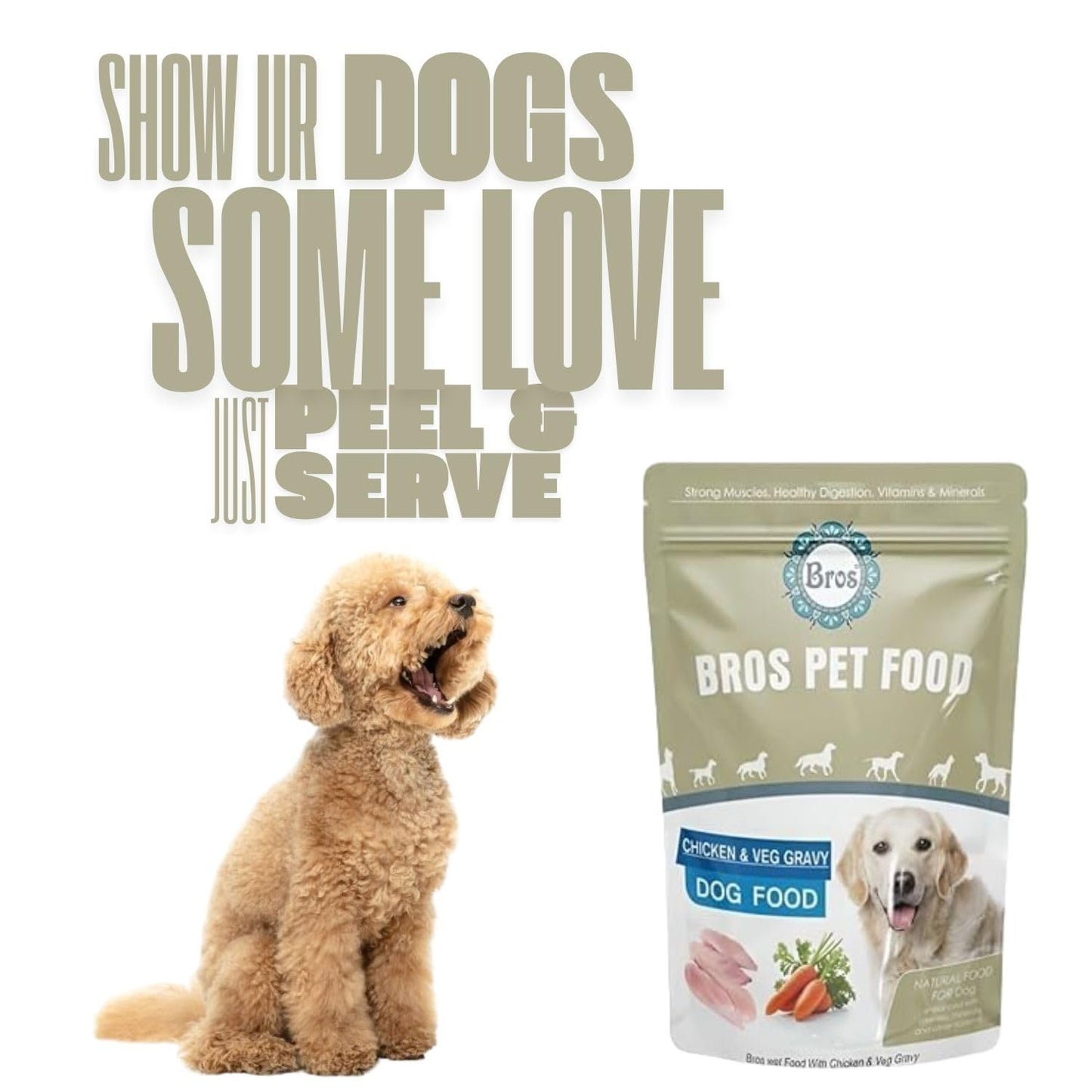 SF+ Bros Pet Dog Food | Pack of 12 | Natural Food for Dogs | Enhanced with Vitamins, Minerals and Other Nutrients (80gms, Chicken & Veg)