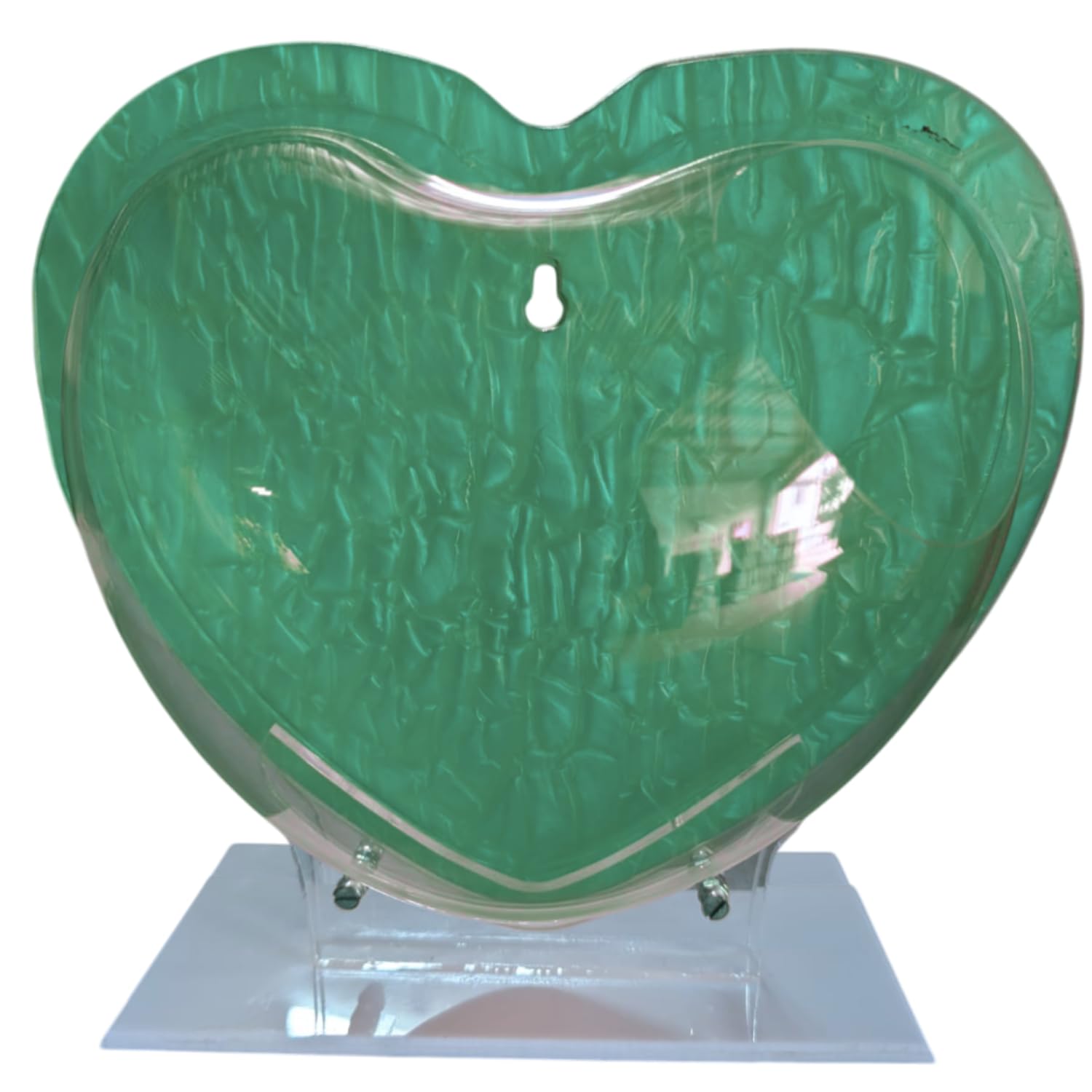 Wall Mount 9-inch Green Heart Shape Fish Bowl – with Stand | Modern Aquarium for Home, Office & Café Décor | Space Saving Design | Elegant Fish Tank & Plant Terrarium | Compact Design