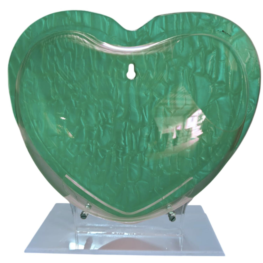 Wall Mount 9-inch Green Heart Shape Fish Bowl – with Stand | Modern Aquarium for Home, Office & Café Décor | Space Saving Design | Elegant Fish Tank & Plant Terrarium | Compact Design