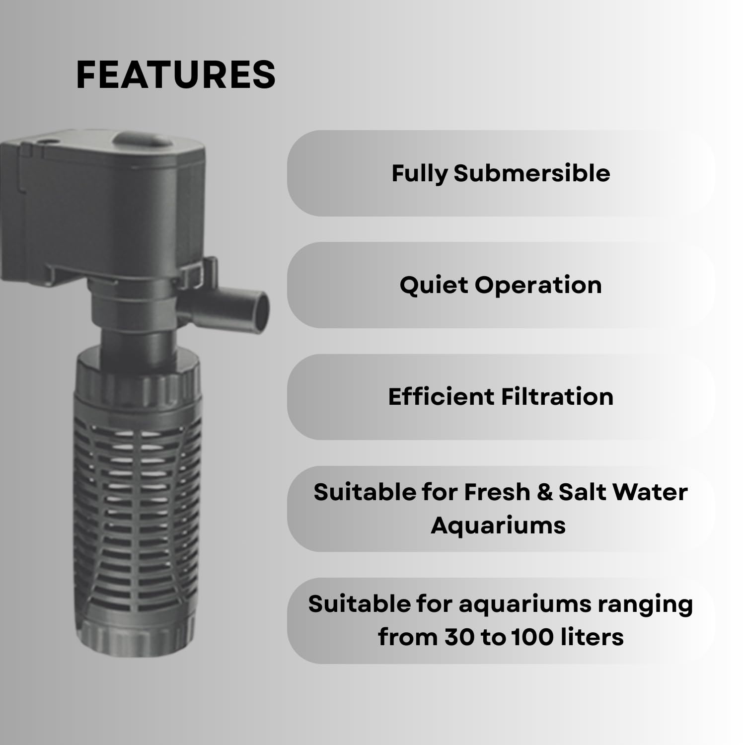 S0B0 WP-1150F Internal Filter for Aquarium Fish Tank | Completely Submersible | Absorbs Dirt & Clean The Water | for Fresh & Marine Water Tank | Power:6W | F.Max: 600L/H | Original from Tunai Store