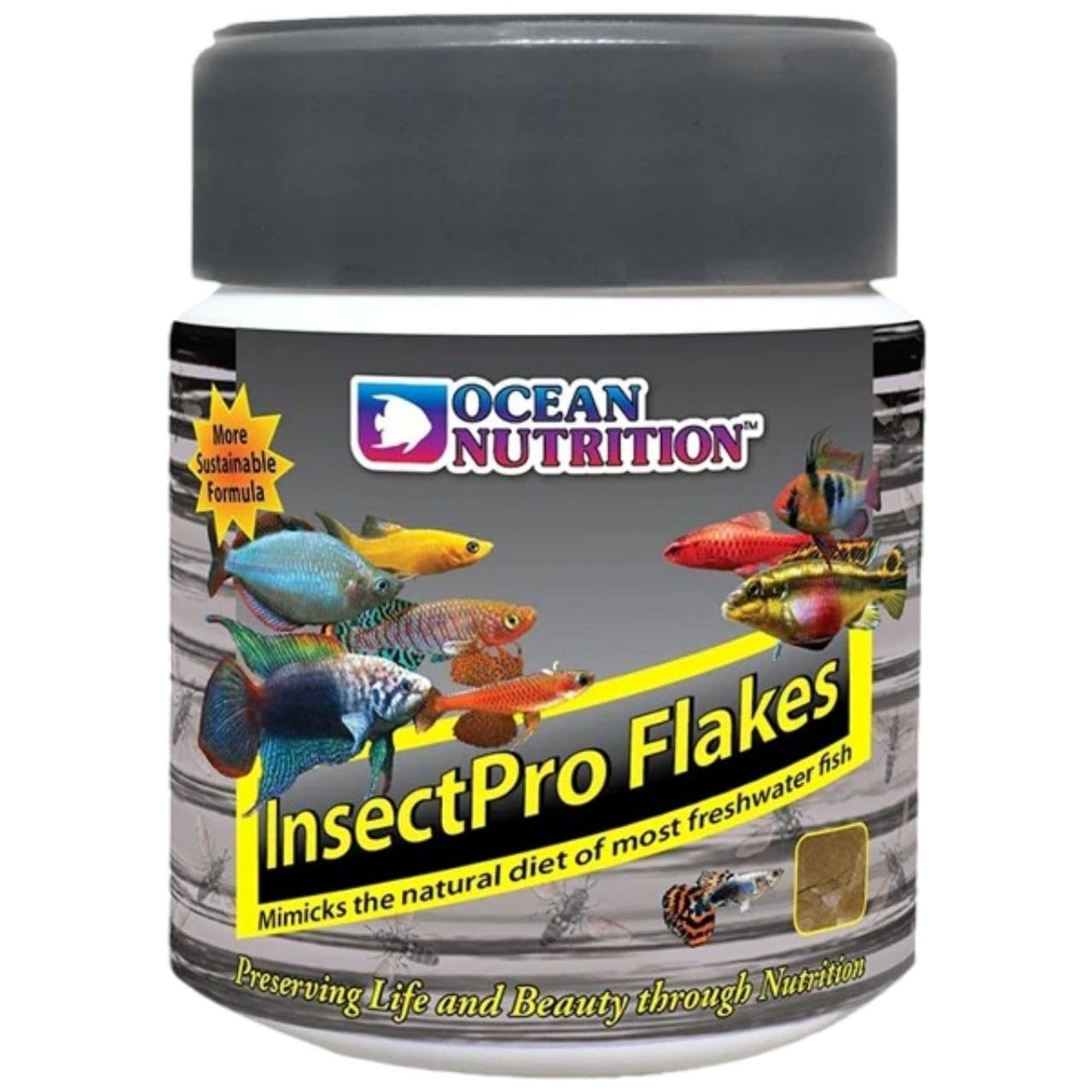 ON+ InsectPro Flakes Fish Food (Original from Tunai Store) | Mimicks The Natural Diet of Most Freshwater Fish (34gms, Flake)