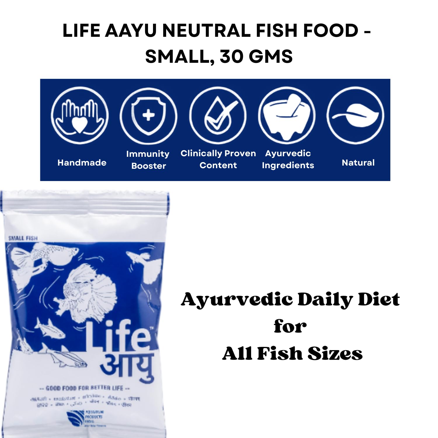 Life AAYU Neutral Fish Food (Pack of 2, 30g X 2) | Ayurvedic Daily Diet for All Fish Sizes | Fresh from 7pets Store (Small, 30 GMS)